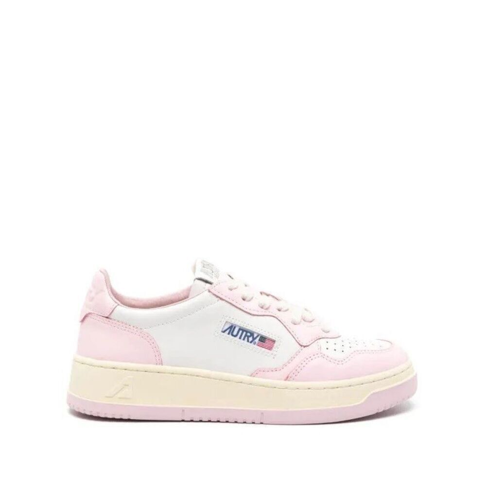 Autry Medalist Low Top Athletic Sneakers White/Pink Colorblock Lace-Up Unisex 10